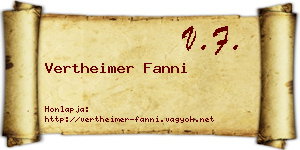 Vertheimer Fanni névjegykártya